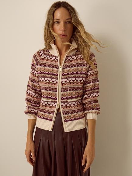 Monsoon Fie Fair Isle Cardigan, Ivory, Ivory
