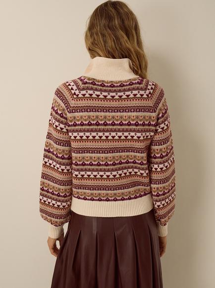 Monsoon Fie Fair Isle Cardigan, Ivory - view 2, Ivory