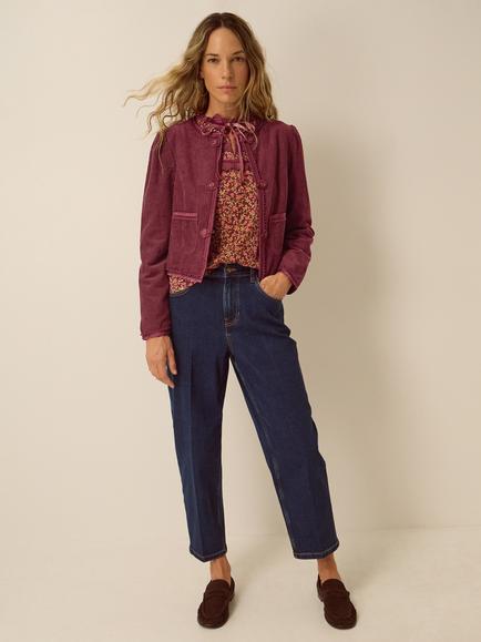 Monsoon Fay Corduroy Bolero Jacket, Burgundy, Burgundy