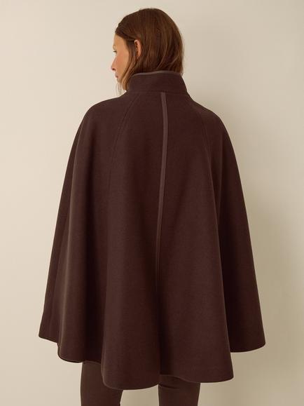 Monsoon Leia High-Neck Cape Coat, Chocolate - view 2, Chocolate