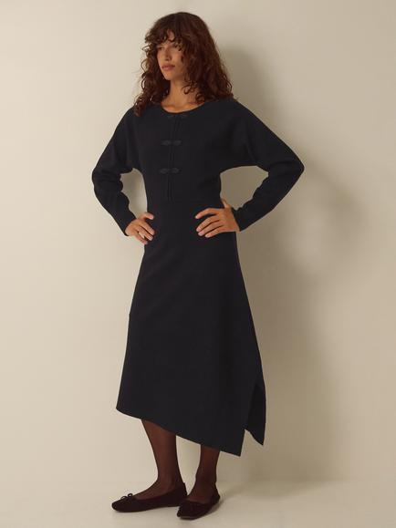 Monsoon Floy Asymmetrical Midi Dress, Black, Black