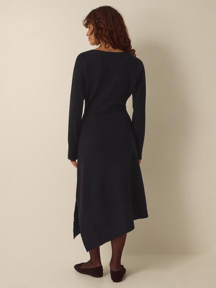 Monsoon Floy Asymmetrical Midi Dress, Black - view 2, Black