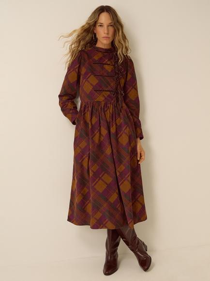 Monsoon Melinda Corduroy Midi Dress, Brown, Brown
