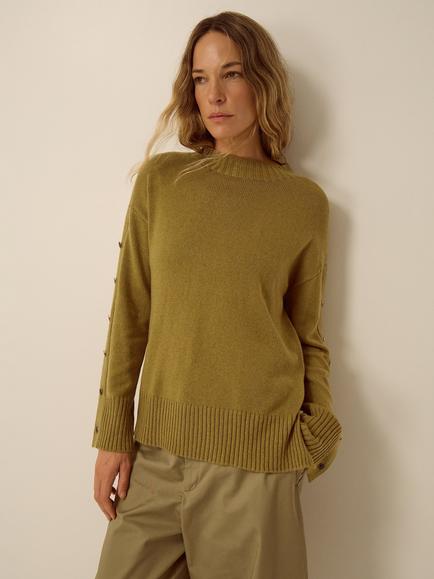 Monsoon Bree Button Jumper, Chartreuse, Chartreuse