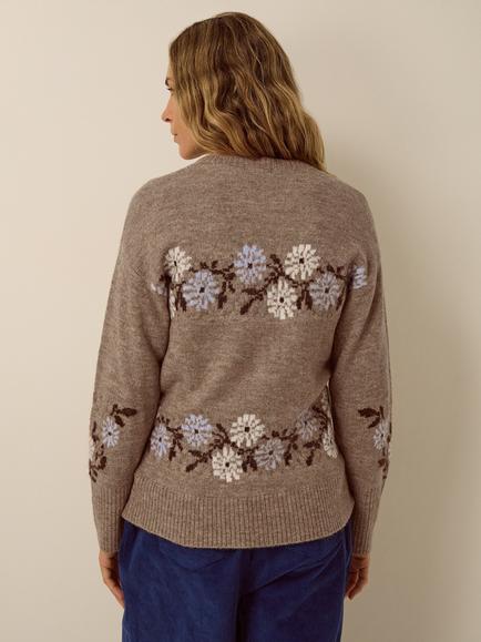 Monsoon Flic Floral Jumper, Mink - view 2, Mink