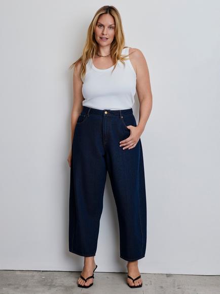 Live Unlimited Curve Barrel Leg Cropped Jeans, Blue, Blue