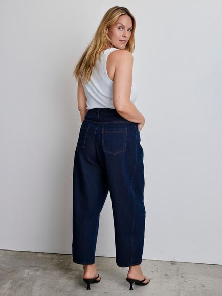 Live Unlimited Curve Barrel Leg Cropped Jeans, Blue - view 2, Blue