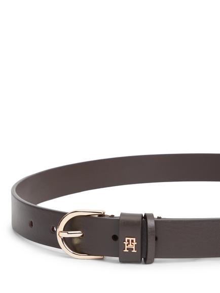 Tommy Hilfiger TH Monogram Leather Belt, Dark Brown - view 2, Dark Brown