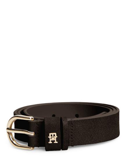 Tommy Hilfiger Essential Rounded Buckle Suede Belt, Brown