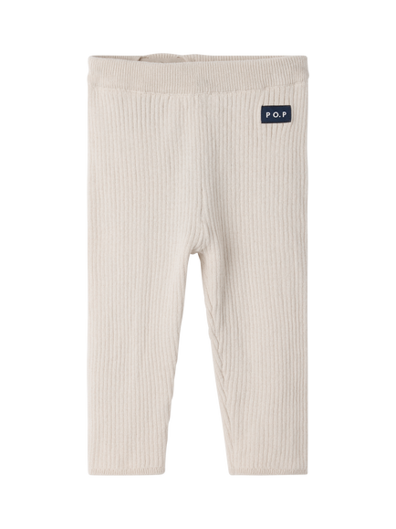 Polarn O. Pyret Baby Knitted Cotton Ribbed Trousers, Natural, Natural