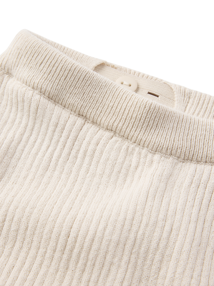 Polarn O. Pyret Baby Knitted Cotton Ribbed Trousers, Natural - view 2, Natural