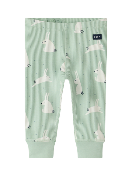 Polarn O. Pyret Baby Cotton Blend Printed Trousers, Green, Green