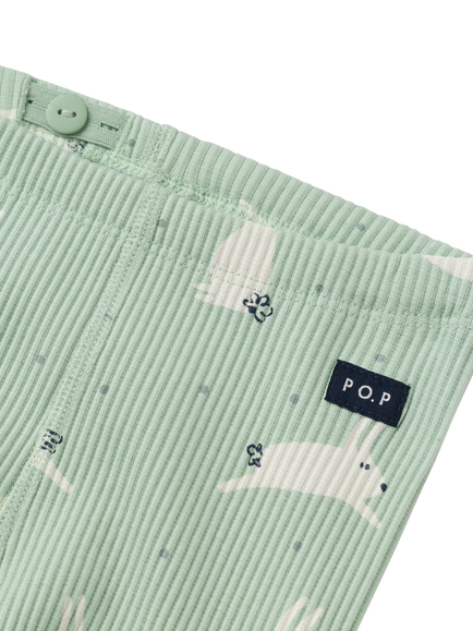 Polarn O. Pyret Baby Cotton Blend Printed Trousers, Green - view 2, Green