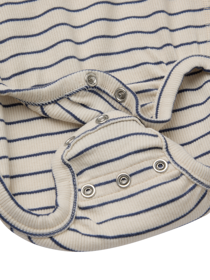 Polarn O. Pyret Baby Ribbed Stripe Bodysuit containing TENCEL™ Lyocell, Natural - view 2, Natural