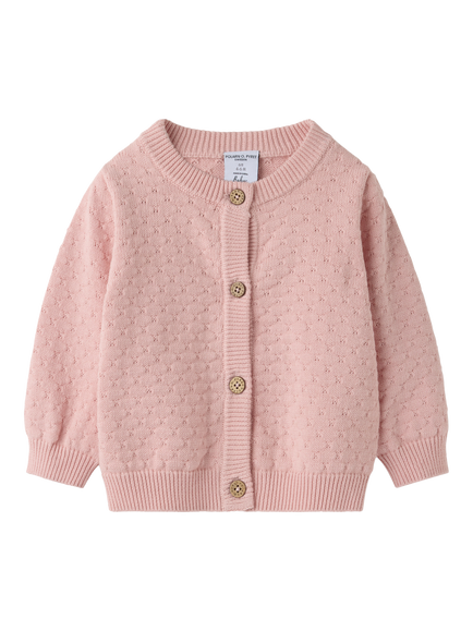 Polarn O. Pyret Baby Knitted Cotton Cardigan, Pink, Pink