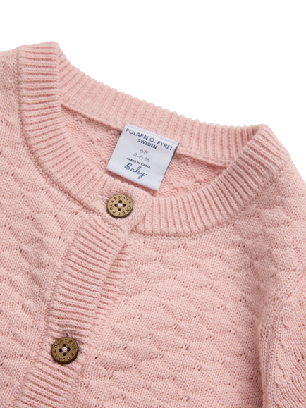 Polarn O. Pyret Baby Knitted Cotton Cardigan, Pink - view 2, Pink