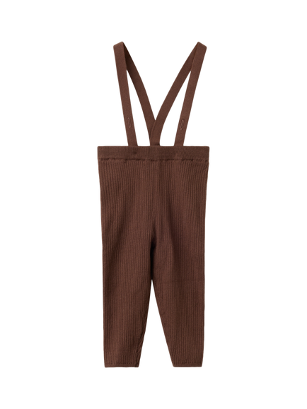 Polarn O. Pyret Baby Knitted Cotton Dungarees, Brown, Brown
