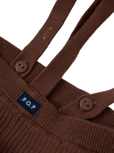Polarn O. Pyret Baby Knitted Cotton Dungarees, Brown - view 2, Brown