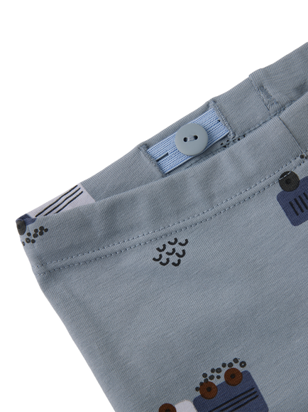Polarn O. Pyret Baby Long Sleeve Vehicle Print Pyjama Set, Blue - view 2, Blue