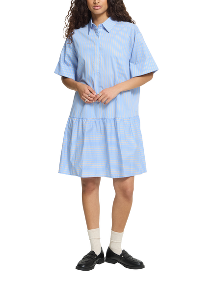 ICHI Ihflinna Short Sleeve Knee Length Dress, Classic Blue, Classic Blue
