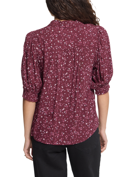 ICHI IhVera Floral Button Front Blouse, Rhododendron - view 2, Rhododendron
