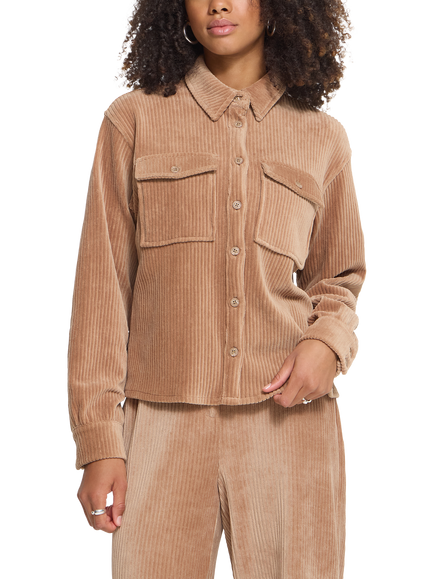 ICHI IhTamary Corduroy Boxy Shirt, Toasted Coconut, Toasted Coconut