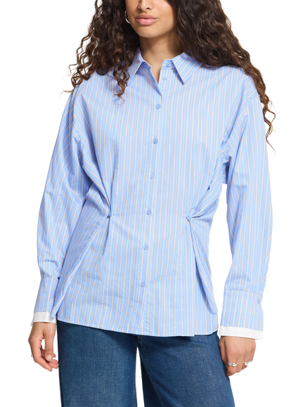 ICHI Ihflinna Long Sleeve Side Detail Shirt, Classic Blue, Classic Blue