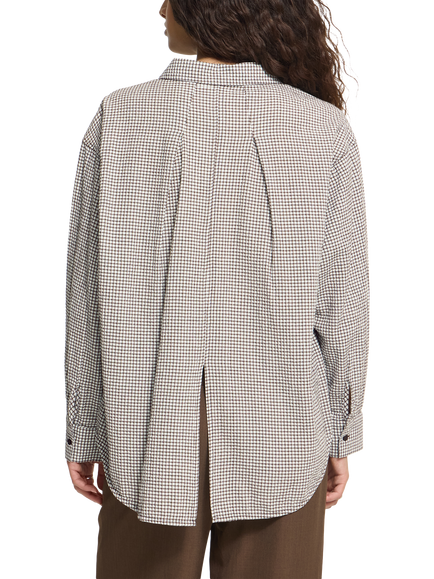 ICHI Ihfeja Long Sleeve Relaxed Fit Shirt, Chicory Coffee Check - view 2, Chicory Coffee Check