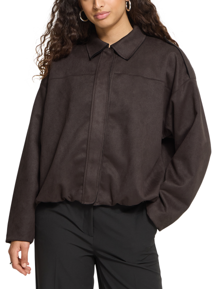 ICHI Ihkeisha Collared Long Sleeve Jacket, Chocolate Torte, Chocolate Torte
