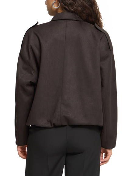 ICHI Ihkeisha Collared Long Sleeve Jacket, Chocolate Torte - view 2, Chocolate Torte