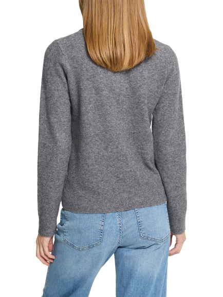 ICHI IhDasila Argyle Polo Collar Jumper, Dark Grey Melange/Multi - view 2, Dark Grey Melange/Multi