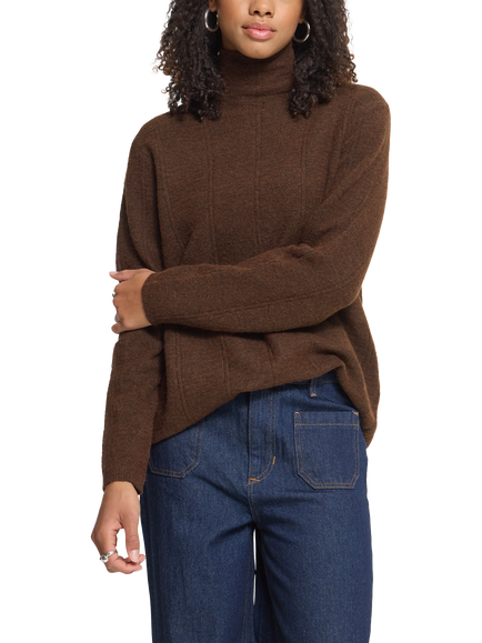 ICHI IhDasila Roll Neck Knit Jumper, Chicory Coffee, Chicory Coffee
