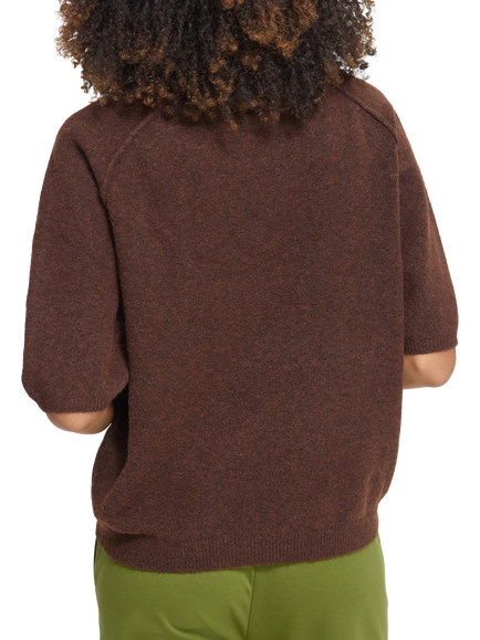 ICHI Ihdasila Short Sleeve Knit Jumper, Chicory Coffee - view 2, Chicory Coffee