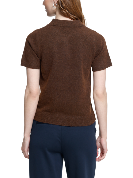 ICHI IhDasila Argyle Polo Short Sleeve Jumper, Chicory Coffee/Multi - view 2, Chicory Coffee/Multi