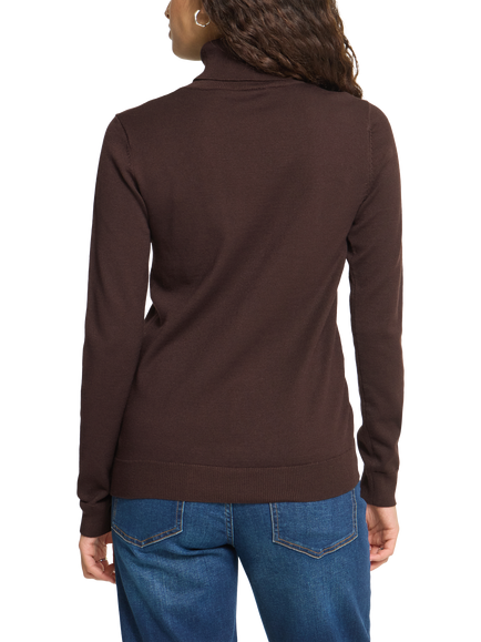 ICHI Ihluls Long Sleeve Roll Neck Jumper, Chocolate Torte - view 2, Chocolate Torte