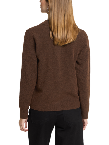 ICHI IhDaslia Button-Front Knit Cardigan, Chicory Coffee - view 2, Chicory Coffee