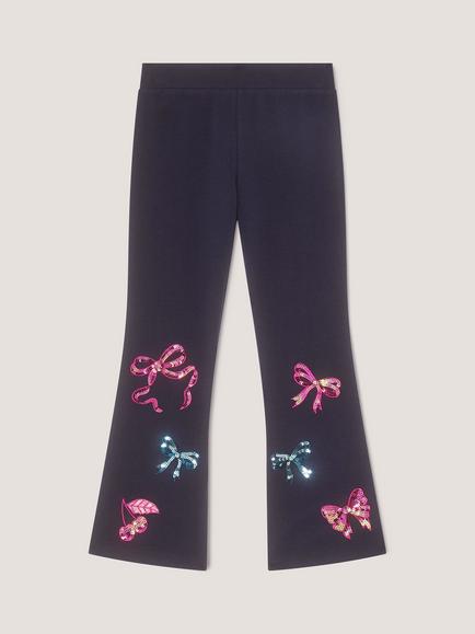 Monsoon Mon Cheri Sequin Bow Leggings, Navy - view 2, Navy