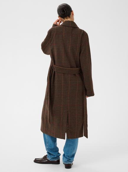 KAFFE Anni Check Trench Coat, Brown - view 2, Brown