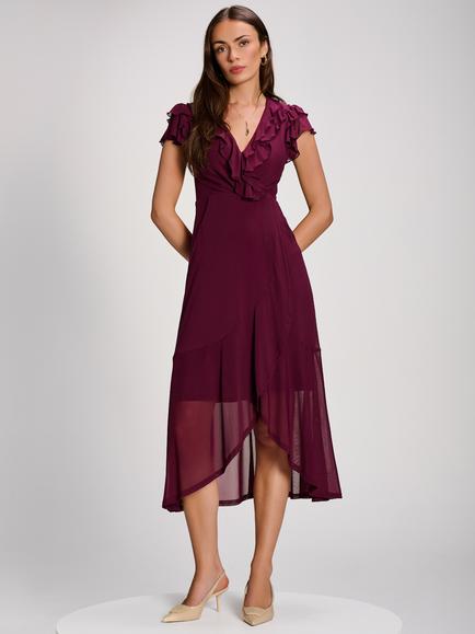 Jolie Moi Ruffled Maxi Dress, Dark Purple