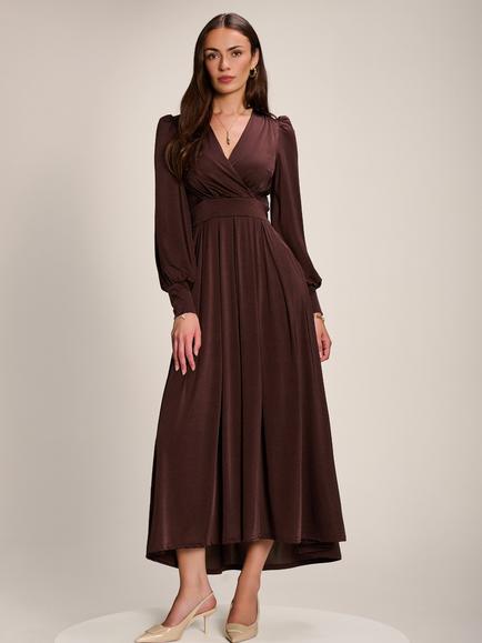 Jolie Moi Wrap Front Jersey Maxi Dress, Brown