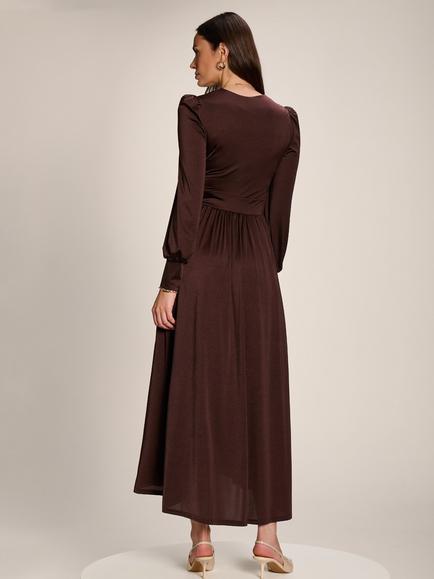 Jolie Moi Wrap Front Jersey Maxi Dress - view 2, Brown