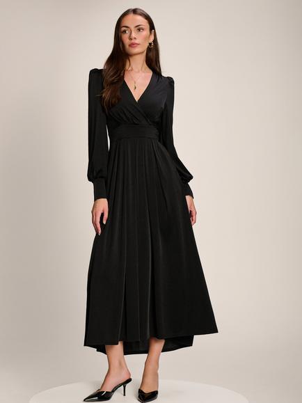 Jolie Moi Wrap Front Jersey Maxi Dress, Black