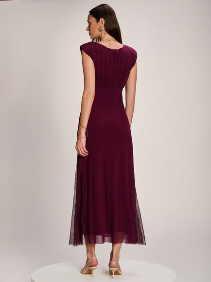 Jolie Moi Mesh Maxi Dress, Black - view 2, Dark Purple