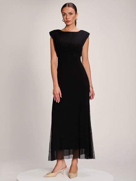 Jolie Moi Mesh Maxi Dress, Black, Black