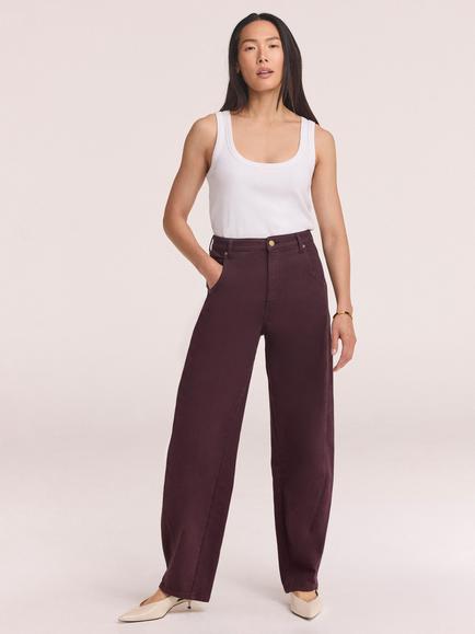 Mint Velvet Ultimate Barrel Jeans, Red Burgundy