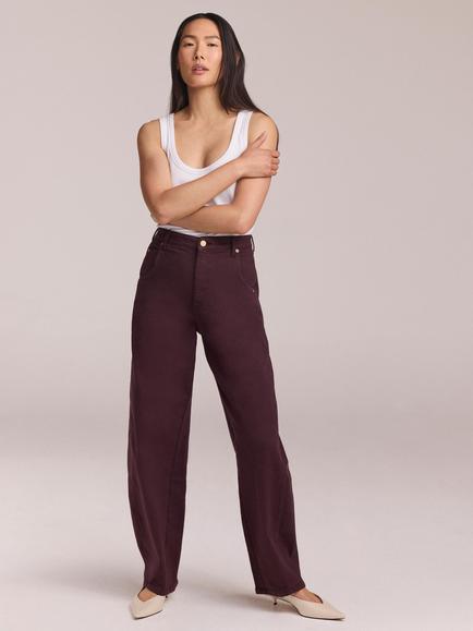 Mint Velvet Ultimate Barrel Jeans - view 2, Red Burgundy