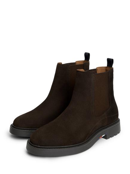 Tommy Hilfiger Suede Embossed Cleat Chelsea Boots, Dark Brown - view 2, Dark Brown