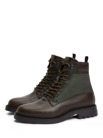 Tommy Hilfiger Leather Waterproof Cleat Lace Up Boots, Dark Brown - view 2, Dark Brown