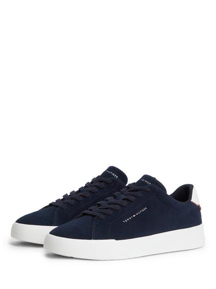 Tommy Hilfiger Suede Contrast Heel Court Trainers, Multi - view 2, Multi