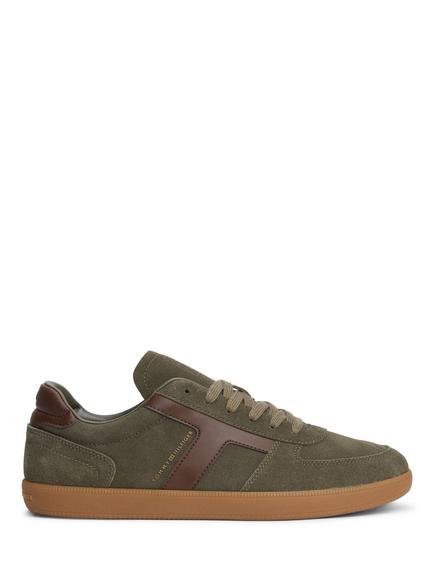 Tommy Hilfiger TH Tribeca Suede Mixed Texture Trainers, Olive, Olive
